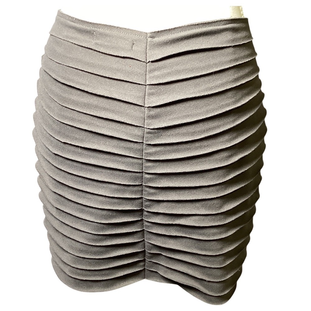 Silence + Noise Mini Skirt Large Gray Tiered Front Zip  Bandage Bodycon Edgy - Picture 2 of 6